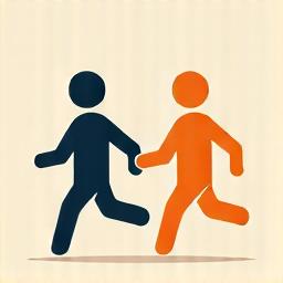Icon representing two people supporting each other.