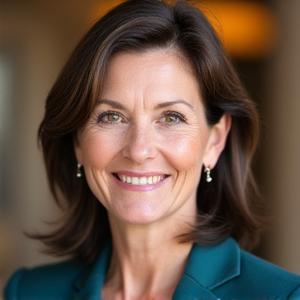 Professional headshot of Elara Vance, a serene-looking woman with kind eyes and warm smile, dressed professionally.