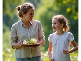 A mother and child enjoying a healthy activity together, symbolizing family wellness.